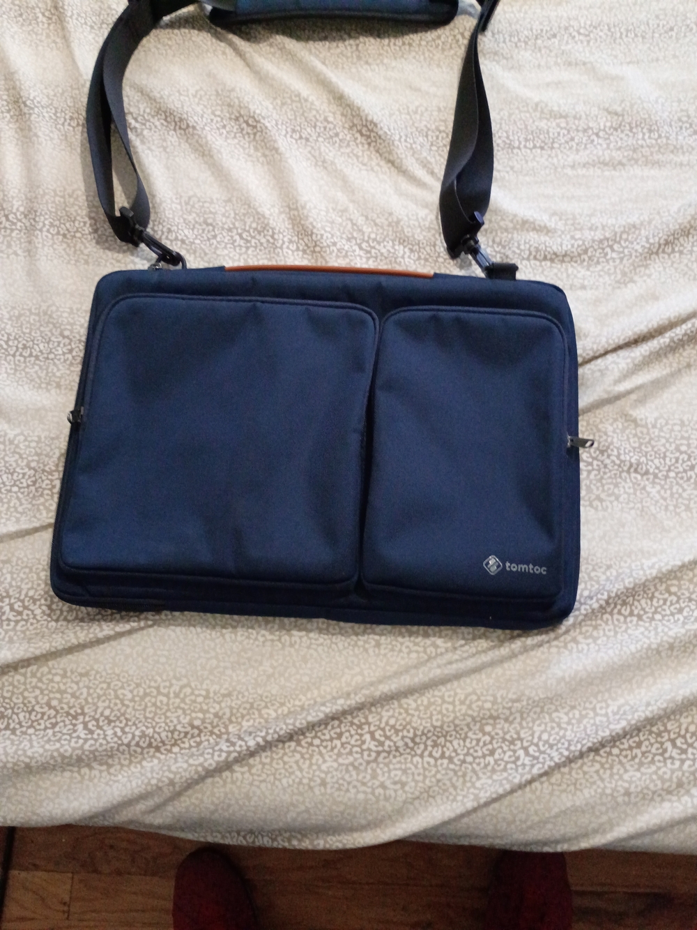 Tomtoc Navy Laptop Messenger Bag for Men